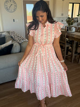 Load image into Gallery viewer, Pink Cottage Midi Dress