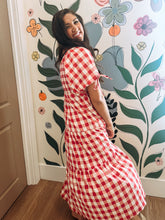 Load image into Gallery viewer, Strawberries and Cream Gingham Dress