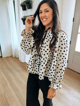 Load image into Gallery viewer, Polka Dot Bow Peplum