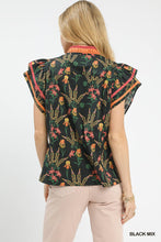 Load image into Gallery viewer, Midnight Garden Flutter Sleeves Front Blouse
