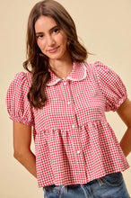 Load image into Gallery viewer, Strawberry Red Gingham Blouse
