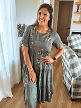 Load image into Gallery viewer, Olive Embroidered Midi Dress
