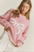 Load image into Gallery viewer, Bobbi Blush Bow Sweater
