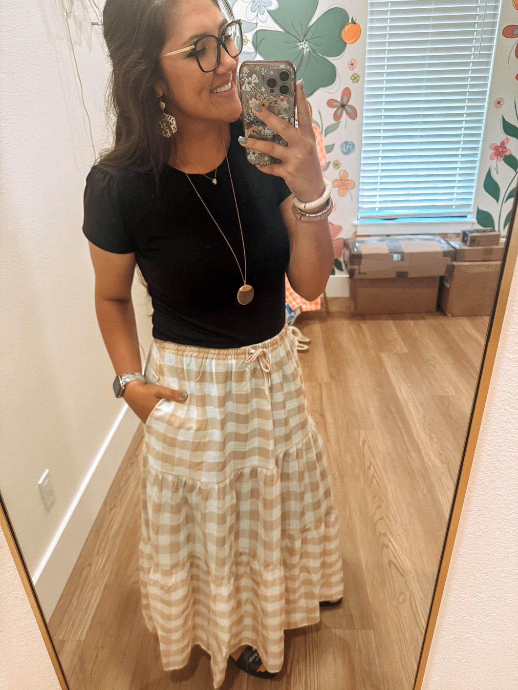 Harvest Gingham Maxi Skirt