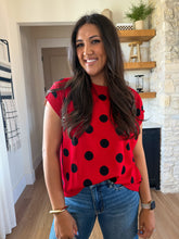 Load image into Gallery viewer, Red and Black Polka Dot Top
