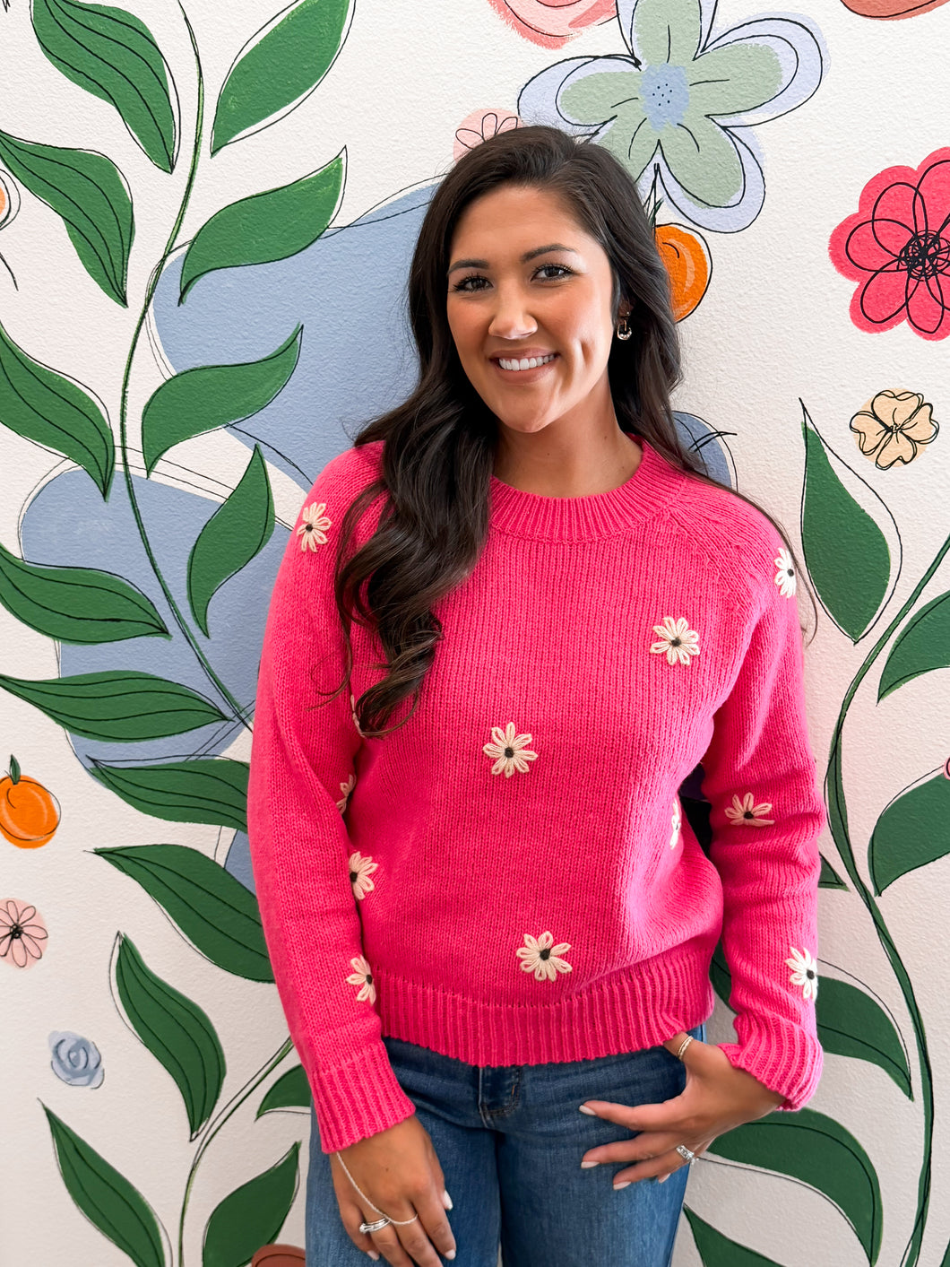 Frida Flower Embroidered Sweater - 2 Colors