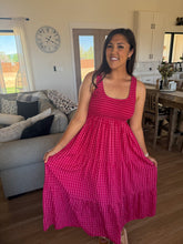 Load image into Gallery viewer, Strawberry Gingham Sundress
