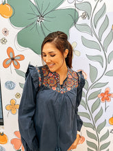Load image into Gallery viewer, Deanna Denim Embroidered Blouse
