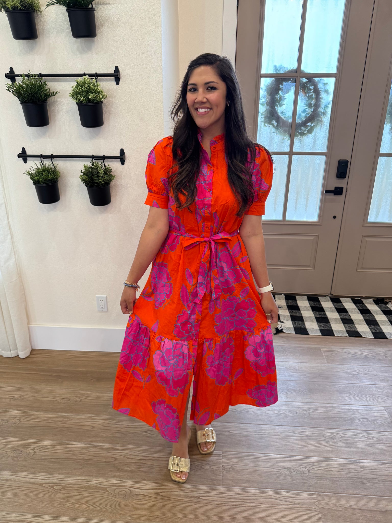 Nalani Neon Floral Button Up Dress