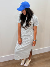 Load image into Gallery viewer, Everyday Grey Striped T-Shirt Dress
