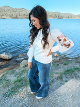 Load image into Gallery viewer, Fall Flowers Embroidered Sweater
