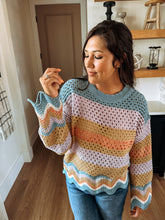 Load image into Gallery viewer, Retro Wavy Pastel Sweater
