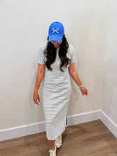 Load image into Gallery viewer, Everyday Grey Striped T-Shirt Dress
