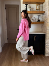 Load image into Gallery viewer, Eyelet Pink Bow Oversized Sweater
