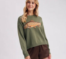 Load image into Gallery viewer, Olive Fish Pullover Sweater
