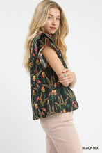 Load image into Gallery viewer, Midnight Garden Flutter Sleeves Front Blouse

