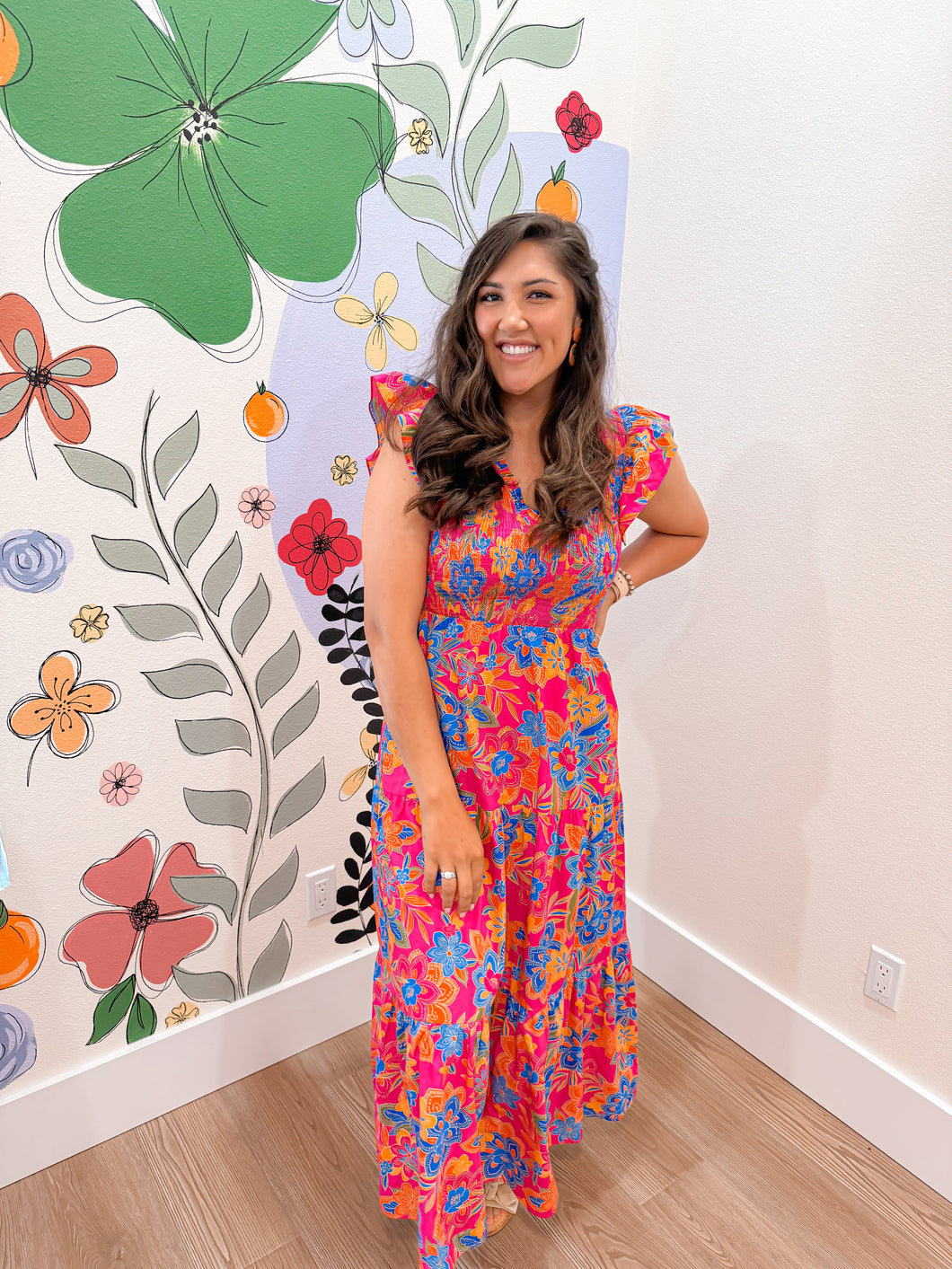 Blushed Tangerine Floral Dress