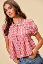 Load image into Gallery viewer, Strawberry Red Gingham Blouse
