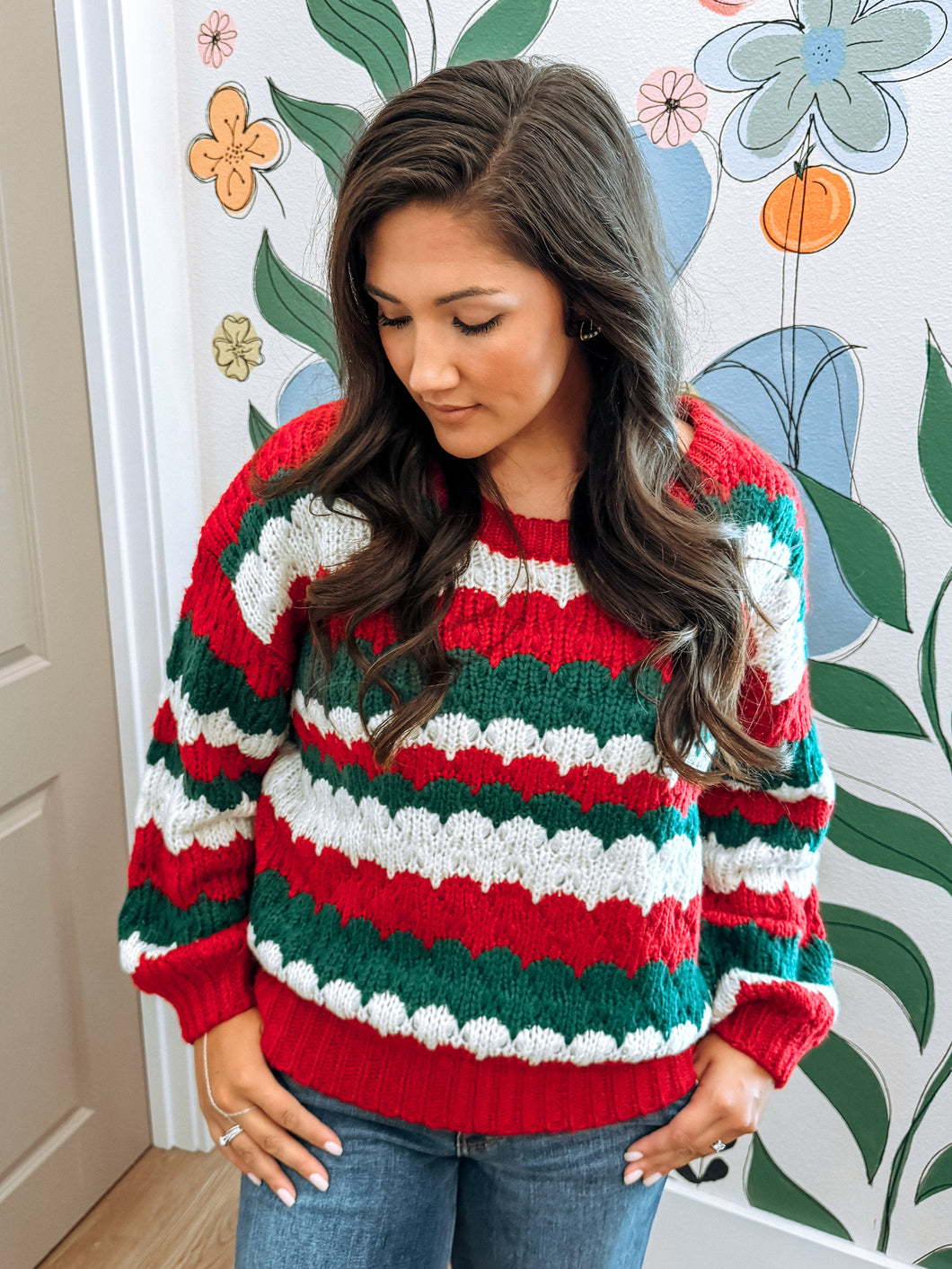 Winter Berries Striped Sweater