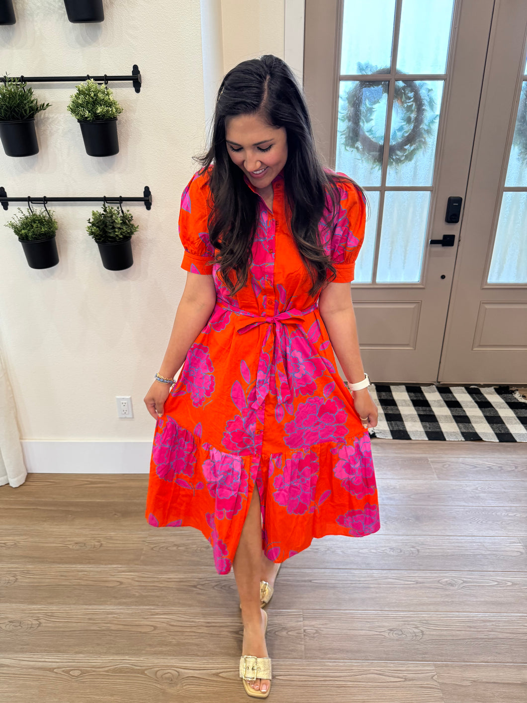 Nalani Neon Floral Button Up Dress