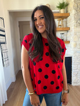 Load image into Gallery viewer, Red and Black Polka Dot Top
