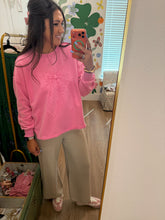 Load image into Gallery viewer, Eyelet Pink Bow Oversized Sweater
