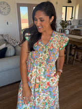 Load image into Gallery viewer, Sunfire Floral Smocked Maxi Dress
