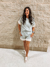 Load image into Gallery viewer, Eucalyptus Eyelet Striped Set
