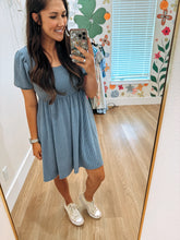 Load image into Gallery viewer, Dusty Blue Striped Dress
