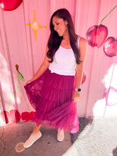 Load image into Gallery viewer, Tiffany Tulle Midi Skirt - Magenta
