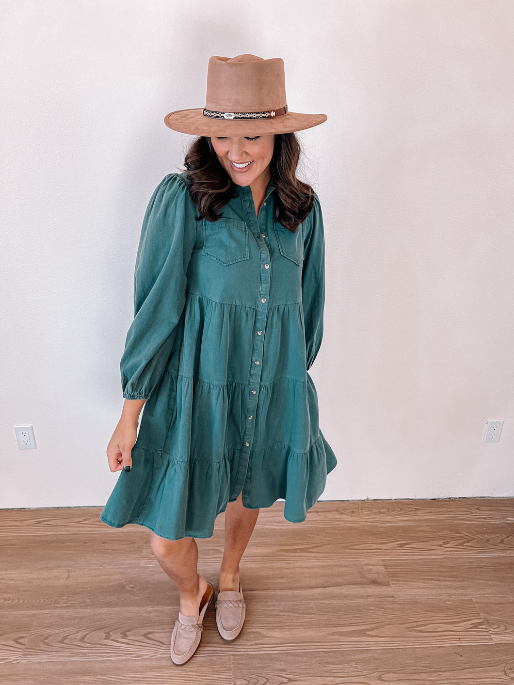 Penny Pine Button Up Dress