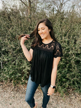 Load image into Gallery viewer, Romantic Lace Black Blouse
