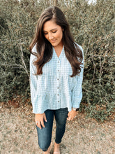 Load image into Gallery viewer, Shelly Sage Gingham Top
