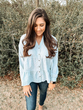 Load image into Gallery viewer, Shelly Sage Gingham Top
