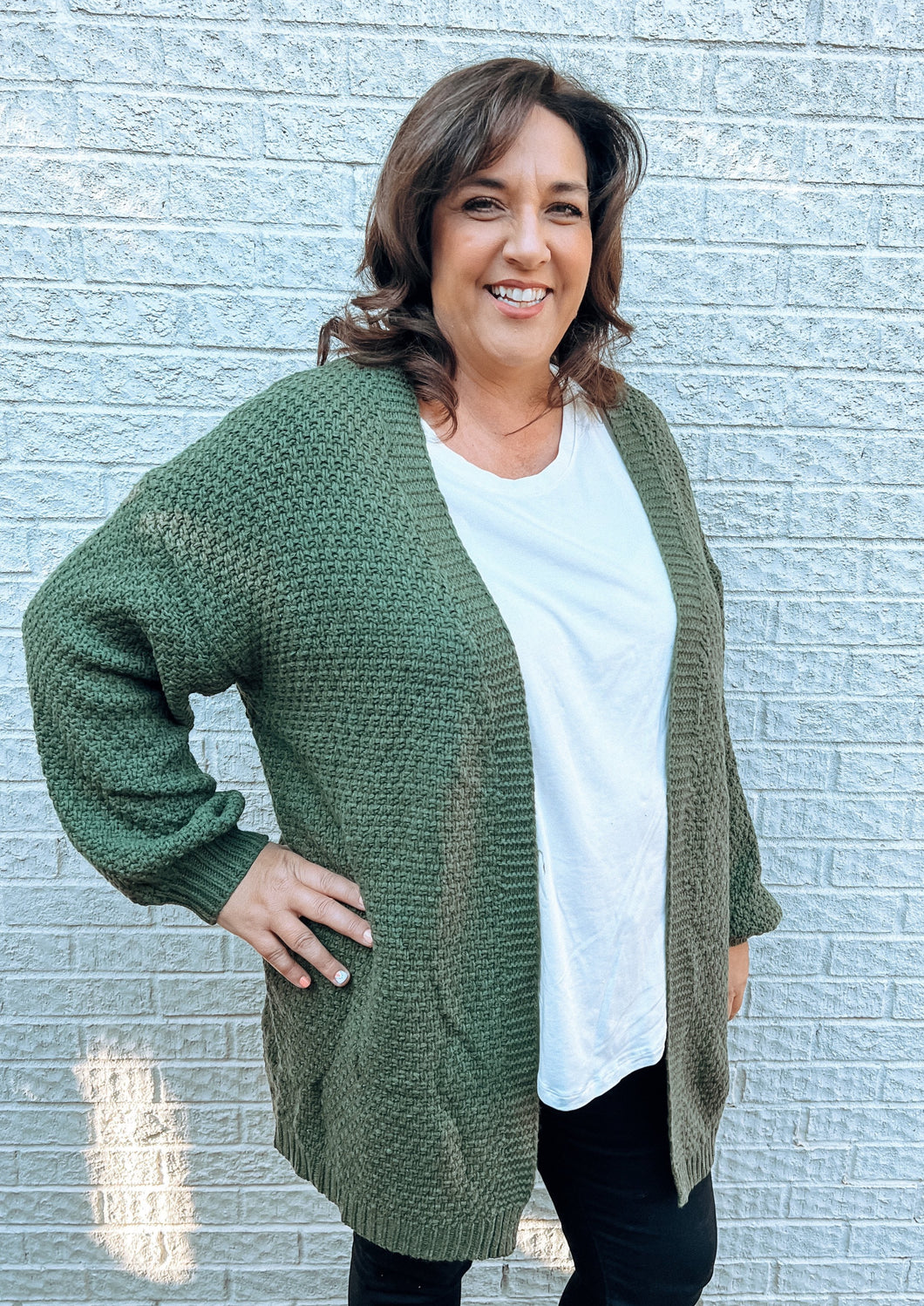 perfect oversized cardigan sweater in olive green