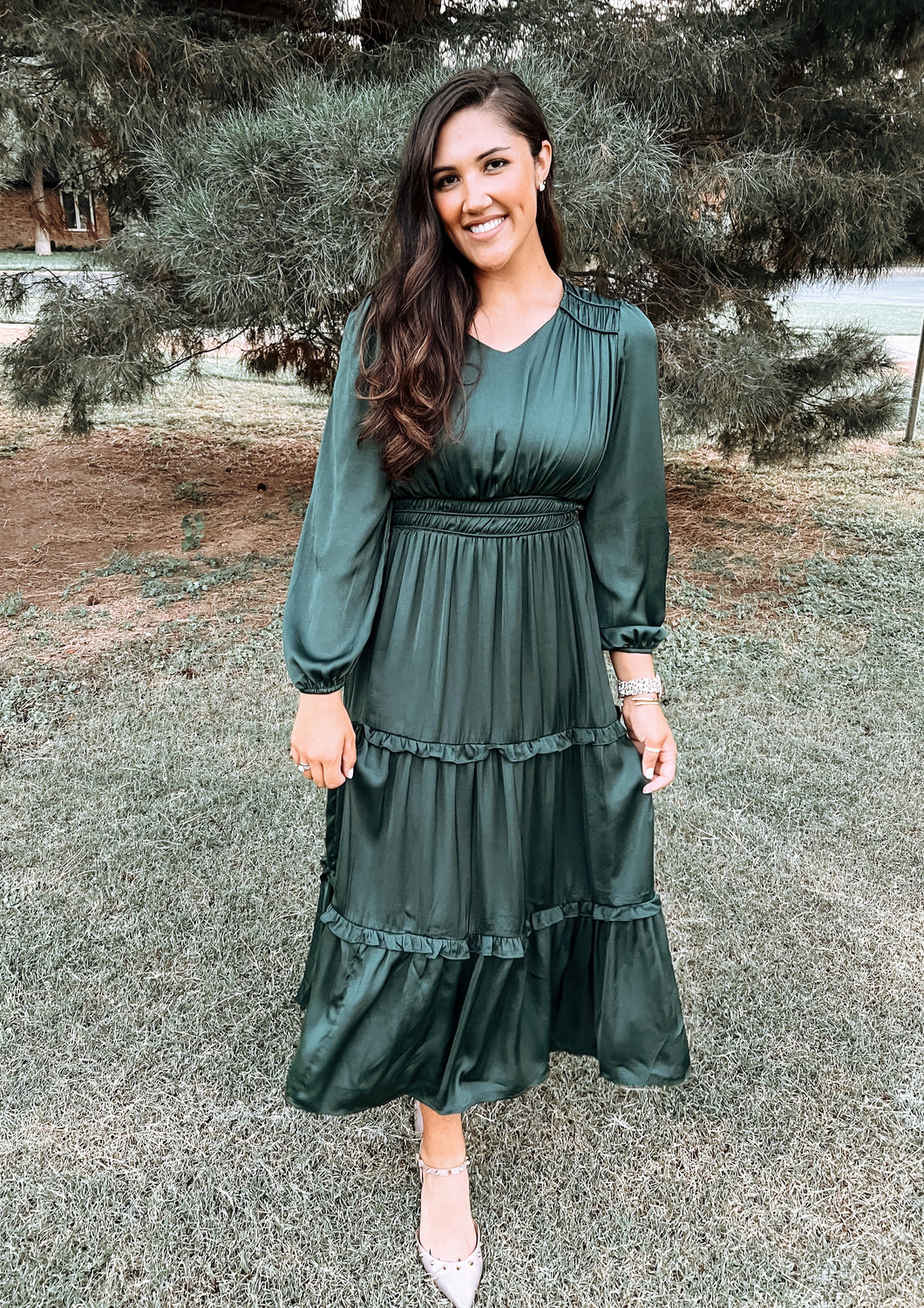 Emily Emerald Tiered Dress