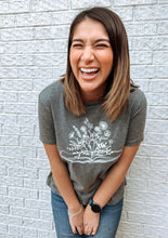 Load image into Gallery viewer, floral book tee grey women&#39;s fit
