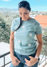 Load image into Gallery viewer, Dusty blue embroidered floral top 
