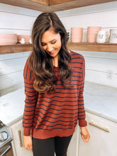 Load image into Gallery viewer, Burgundy Striped Sweater
